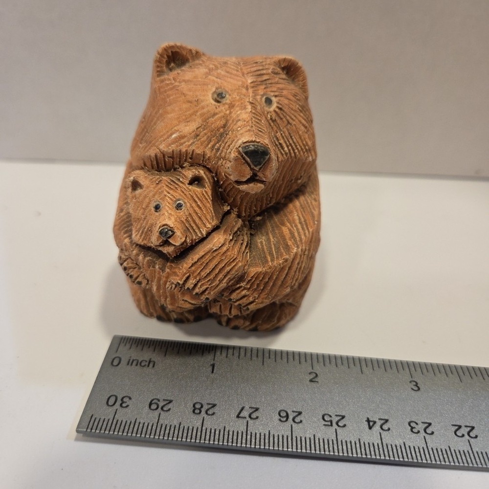 Retired Artesania Rinconada Signed‎ Bear w/Cub Baby Figurine Art Pottery Uruguay